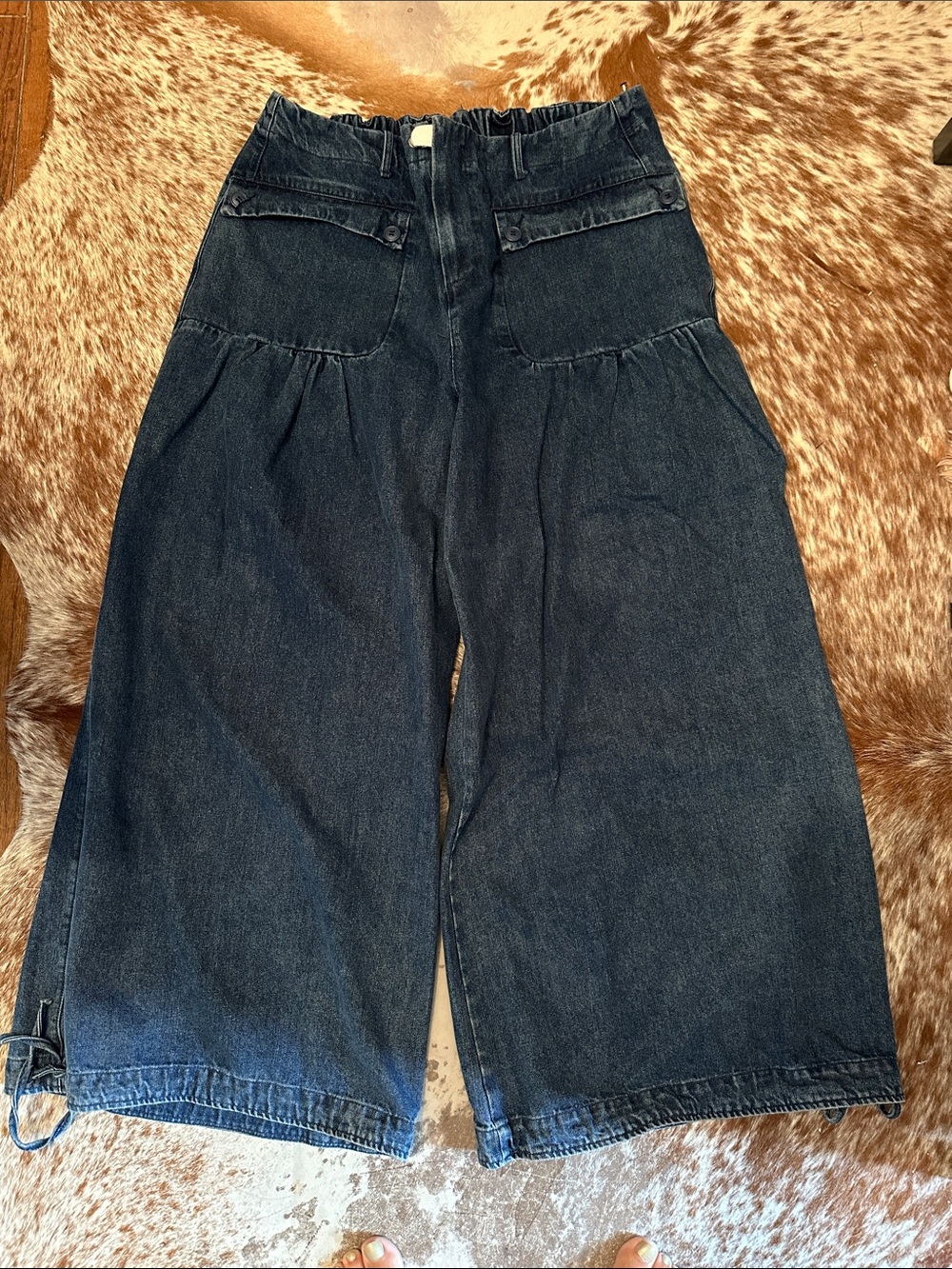 DAVI & DANI Dark Blue Wide-Leg Denim Culottes